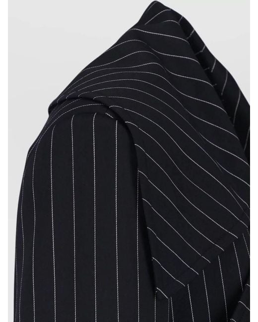 Dondup Blue Pinstripe Coat Button Detail Notched Collar