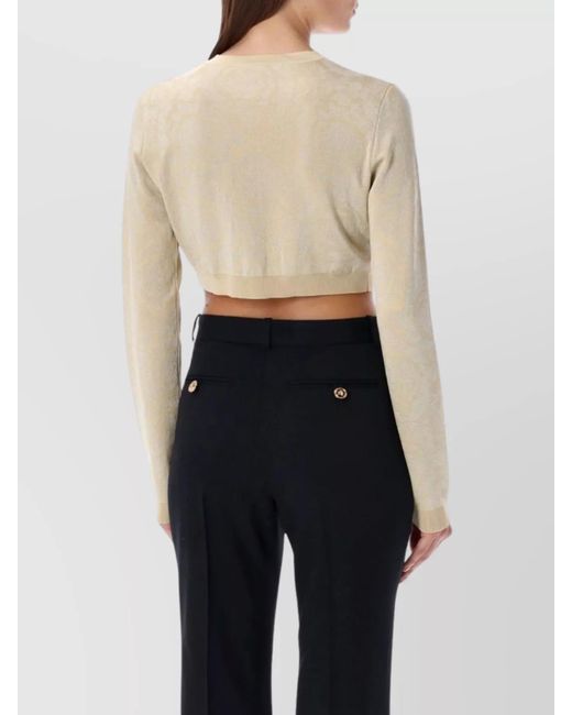 Versace Blue Cropped Barocco Knit Cardigan