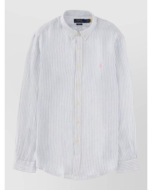 Polo Ralph Lauren White Linen Logo-Print Shirt for men