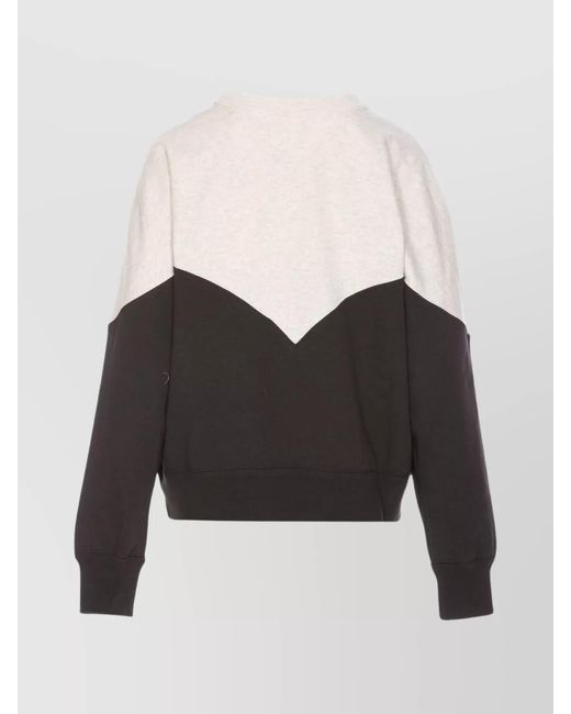 Isabel Marant Black Cotton Blend Two Tone Logo Print Crew Neck Sweatshirt