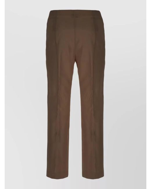 Alberta Ferretti Brown Straight Leg Trousers Seam Detailing Design