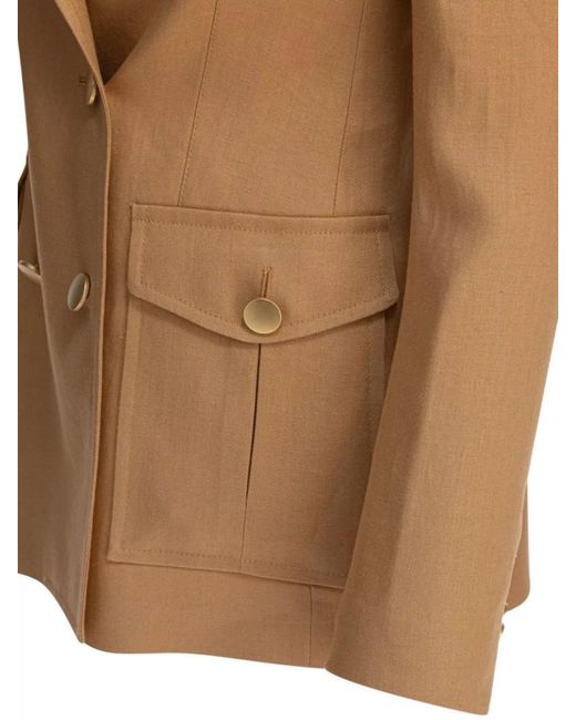 Tagliatore Brown Linen Blazer