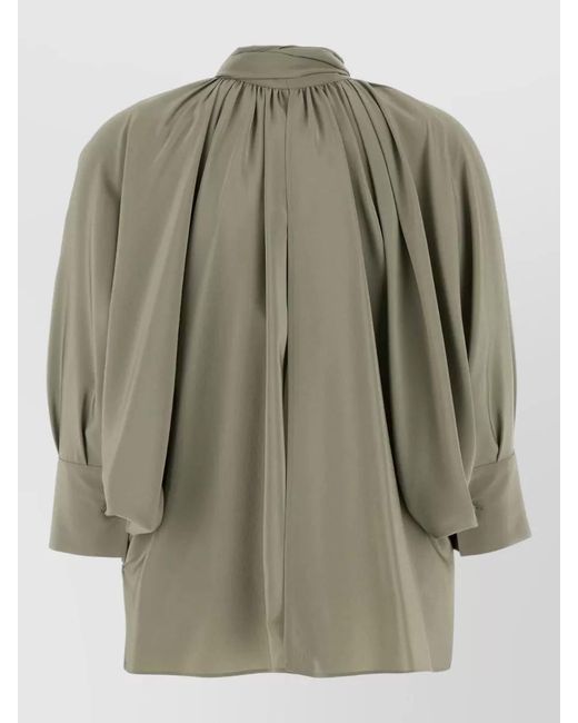 Max Mara Green Leonida Silk Blouse High Neck Bow for men