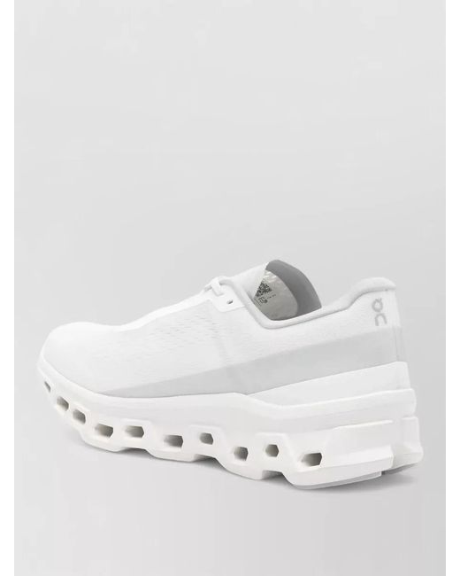 On Shoes White Cloudmonster One Sneakers Mesh Upper Round Toe for men