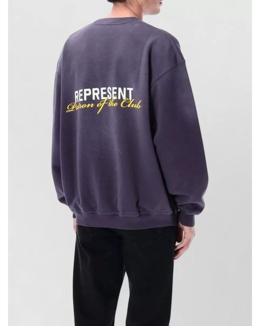 Represent Blue Club Crest Cotton Crew Neck Sweatshirt for men