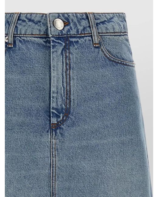 AMI Blue High Waist Denim Skirt A Line Cut
