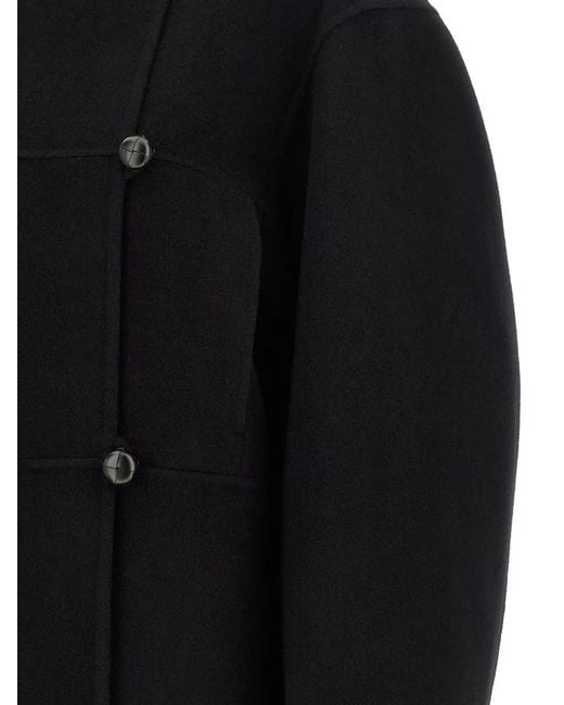 Rohe Black Wool Coat Double Breasted Button Collar