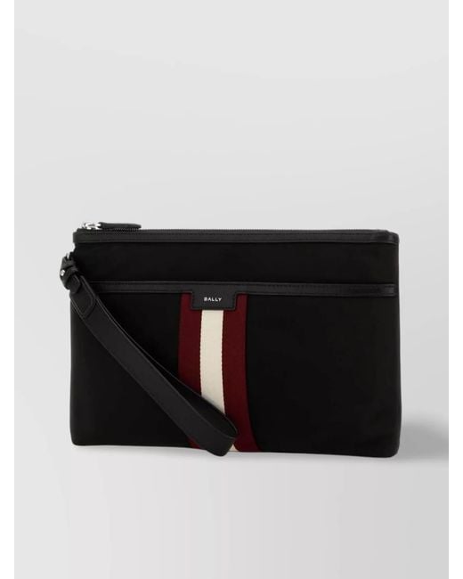 Bally Black Nylon Code Clutch With Wrist Strap for men