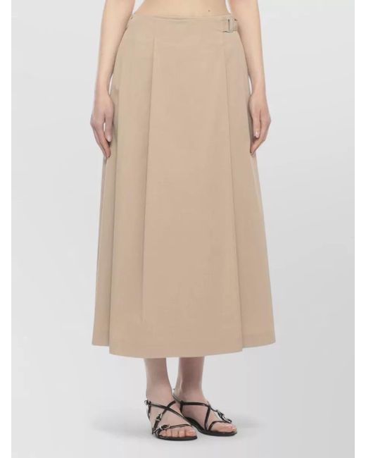 Peserico Natural Mid-Rise Pleated Midi Skirt