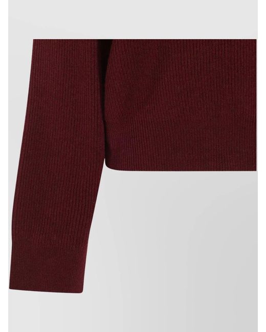Brunello Cucinelli Red Cashmere Blend English Ribbed Turtleneck Jumper