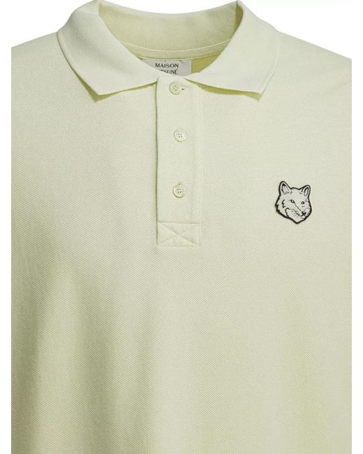 Maison Kitsuné Green Fox Head Polo Shirt Button Placket for men