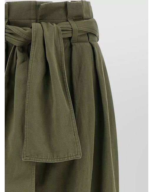 Balmain Green High Rise Paperbag Trousers Belted Waist