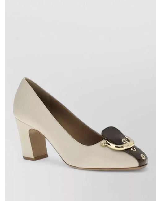 Ferragamo Natural Leather High Heel Pumps