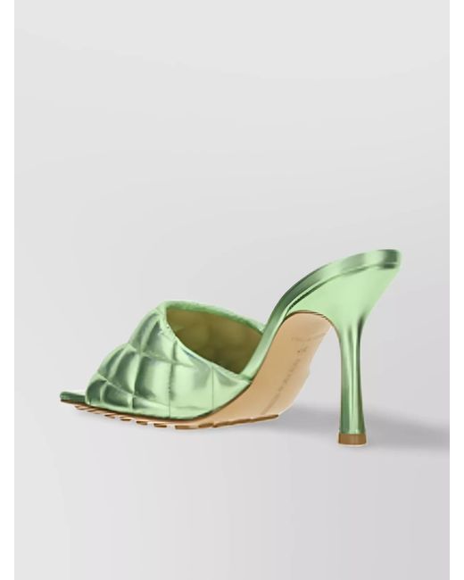 Bottega Veneta Green Leather Quilted Sandals