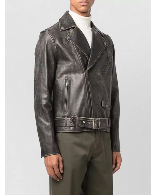 Golden Goose Deluxe Brand Gray Leather Biker Jacket for men
