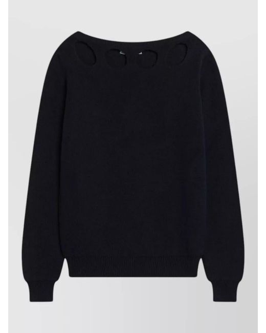 Prada Blue Knit Sweater Cut Out Long Sleeves