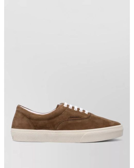 Tom Ford Brown Leather Low-Top Sneakers for men