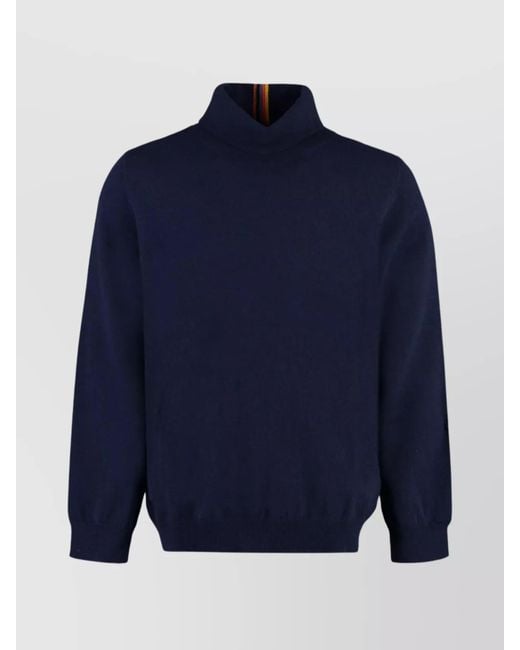 Paul Smith Blue Cashmere Ribbed Turtleneck Sweater for men