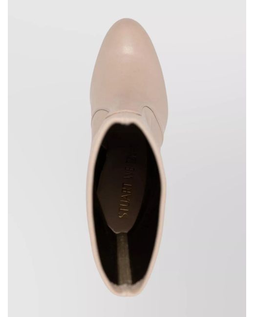 Stuart Weitzman Natural Ankle Boots With Almond Toe Design