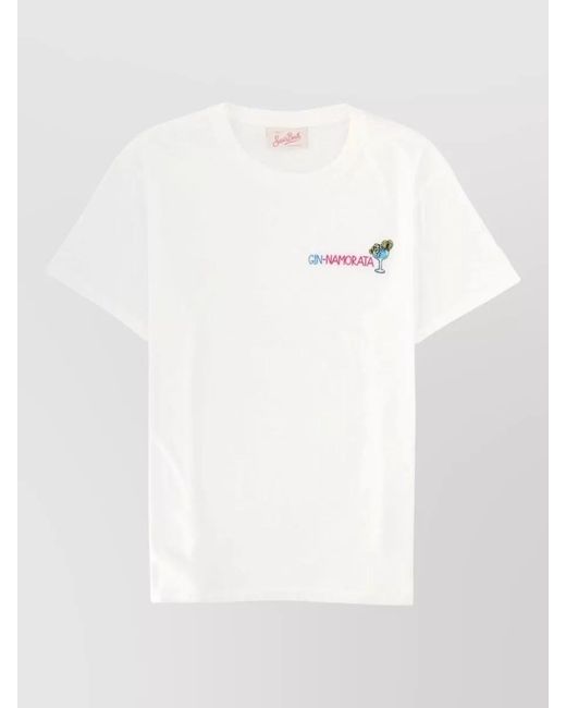 Mc2 Saint Barth White Emilie Crew Neck Embroidered T Shirt