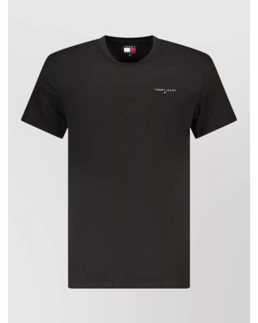 Tommy Hilfiger Black Cotton Logo-Print Short-Sleeve T-Shirt for men
