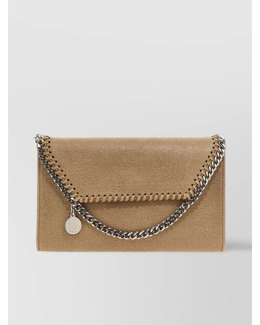 Stella McCartney Natural Mini Crossbody Bag With Textured Finish And Chain Strap