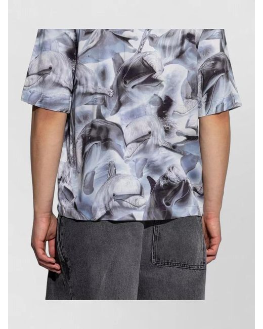 DIESEL Blue Dolphin Print Short-Sleeve Shirt for men