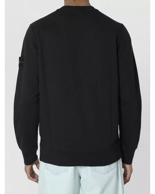 Stone Island Black Organic Cotton Nylon Blend Crew Sweater for men
