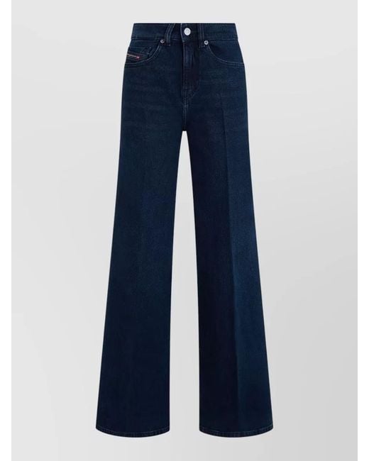 DIESEL Blue Denim Wide Leg Jeans
