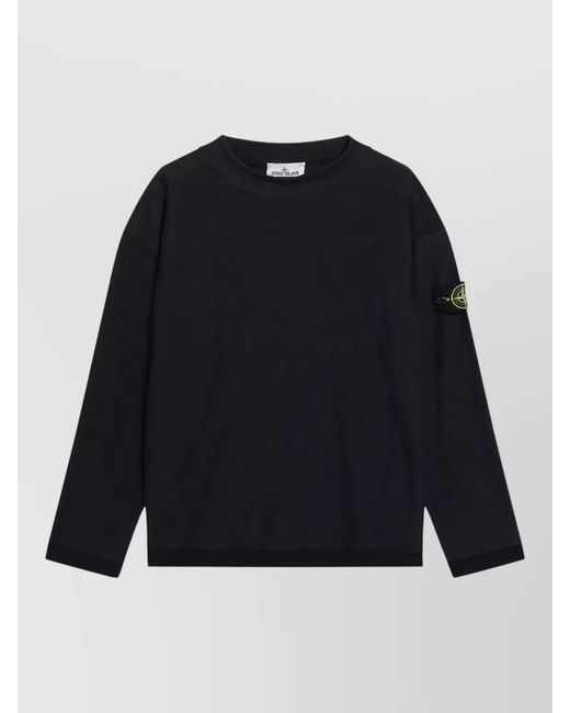 Stone Island Blue Crew Neck Knitwear Long Sleeve Sweater for men