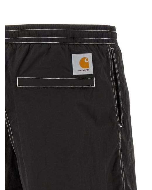 Carhartt Black 'Canby' Swimsuit With Pockets And Contrast Stitching for men
