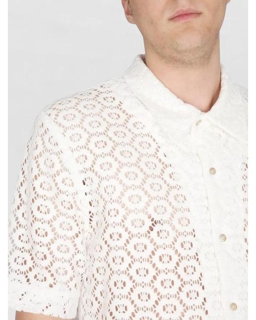 Séfr White Noam Shirt Straight Cut Lace Short Sleeves for men