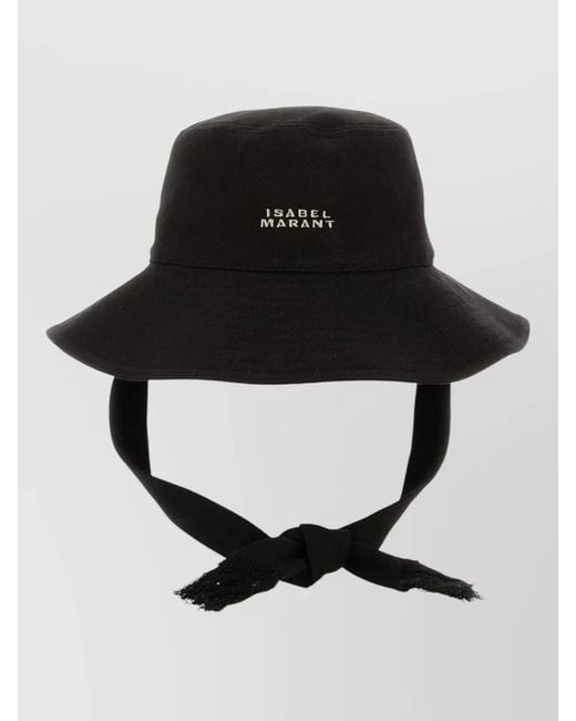 Isabel Marant Black Wide Brim Hat Featuring Chin Strap