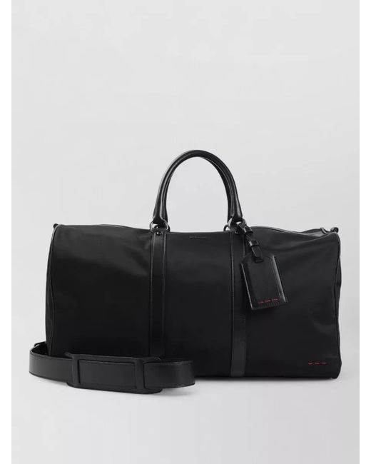 Kiton Black Polyamide Travel Bag Detachable Shoulder Strap for men