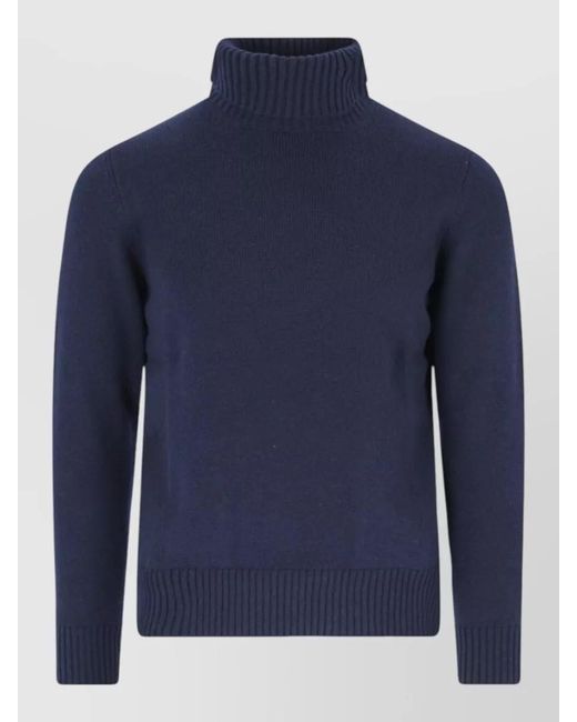 Drumohr Blue Knit Crew Neck Sweater Warm Fabric for men