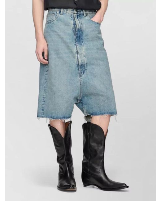Maison Margiela Blue Denim Shorts Frayed Hem Five Pocket Design for men