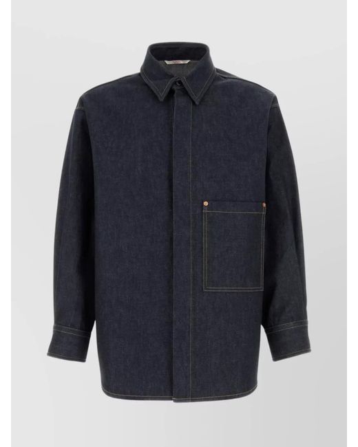 Valentino Garavani Blue Denim Oversized Shirt