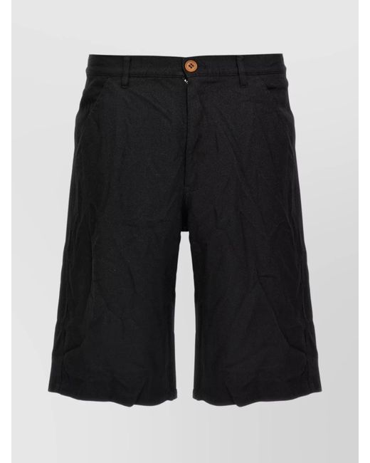 Comme des Garçons Black Bermuda Shorts With Crumpled Effect And Pockets for men