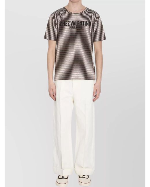 Valentino Garavani White Striped Regular-Fit T-Shirt for men