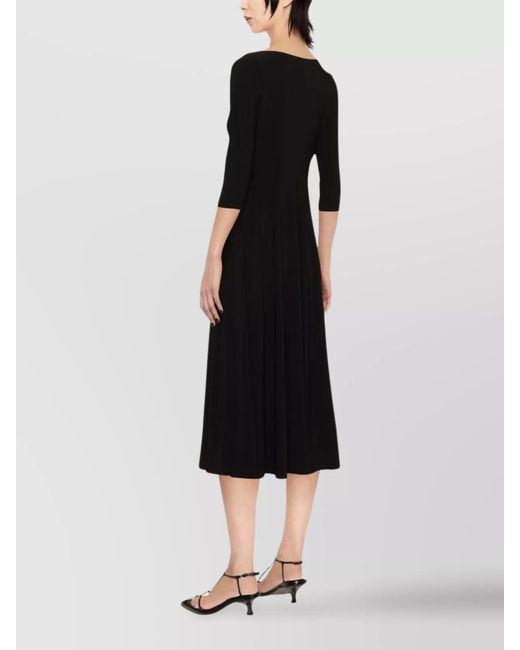 Norma Kamali Black Flared Scoop Neck Midi Dress