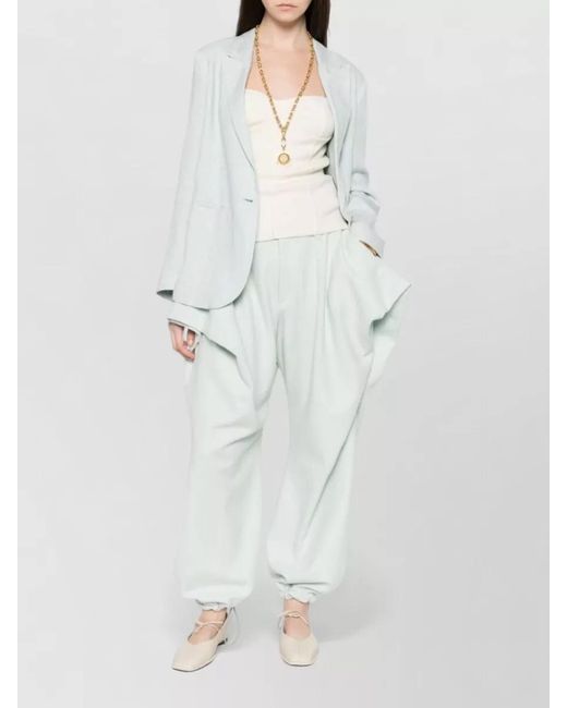 Forte_forte White Linen Jacket Single Breasted Notch Lapel