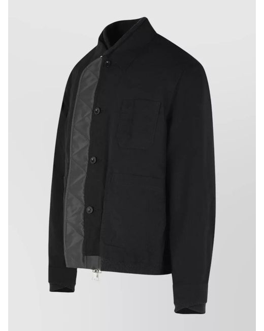 Sacai Black Polyamide Reversible Jacket Front Pockets Ribbed Trims for men