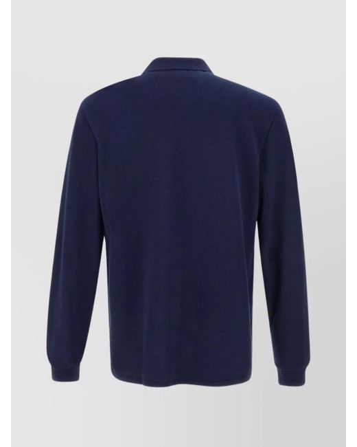 Lacoste Blue Long-Sleeve Cotton Polo Shirt for men