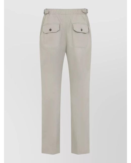 Brioni Gray Cotton Straight-Leg Trousers for men