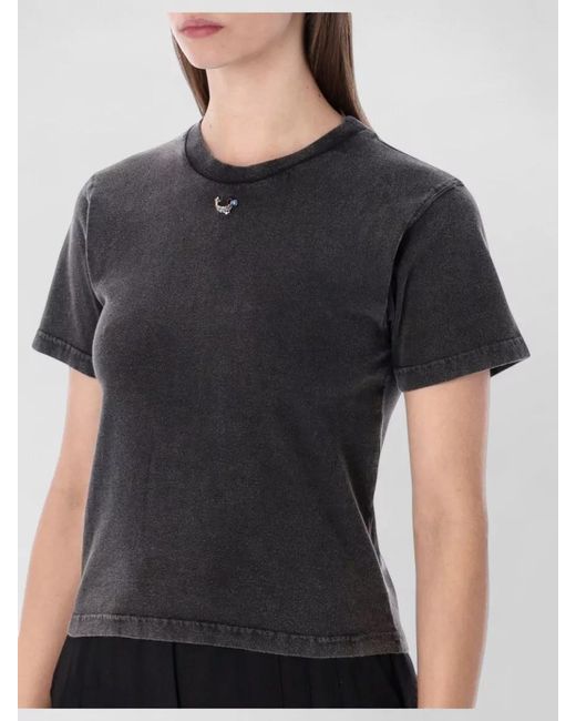 OTTOLINGER Black Pierced Collar Fitted Crewneck T-Shirt