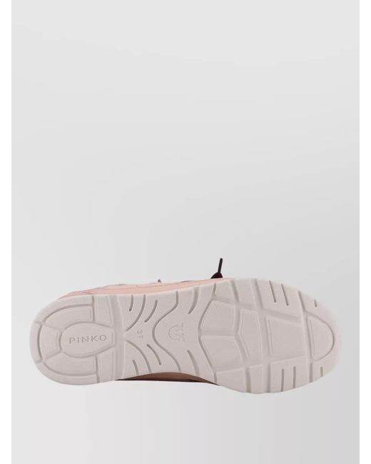 Pinko Brown Leather Mesh Low-Top Sneakers