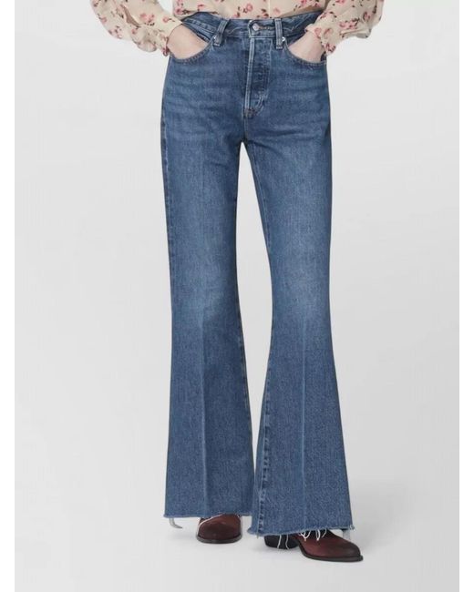 FRAME Blue Denim Flared Trousers