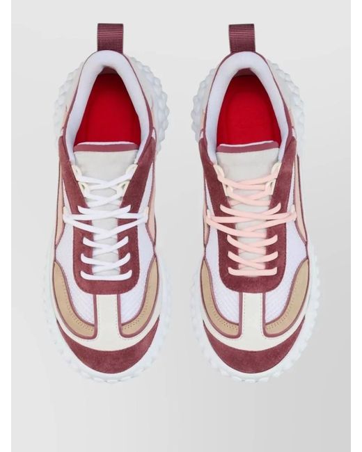 Christian Louboutin Pink Mara Flat Sneakers Rear Pull Tab Contrast Panels