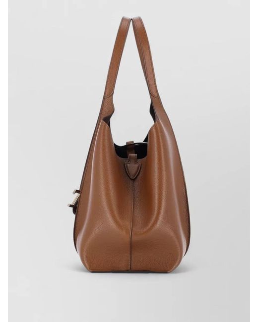 Tod's Brown Bucket Bag Shopper Metal Hardware Top Handle