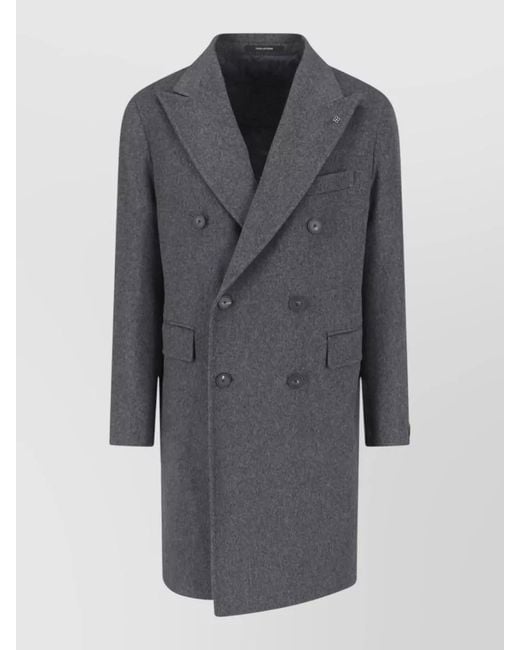 Tagliatore Gray Double Breasted Tailored Coat Side Pockets for men
